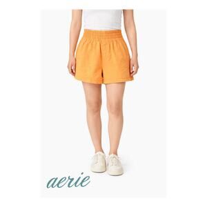 Aerie Shorts Women Size S Orange Pull On Pockets Elastic High Rise Paper Bag NWT